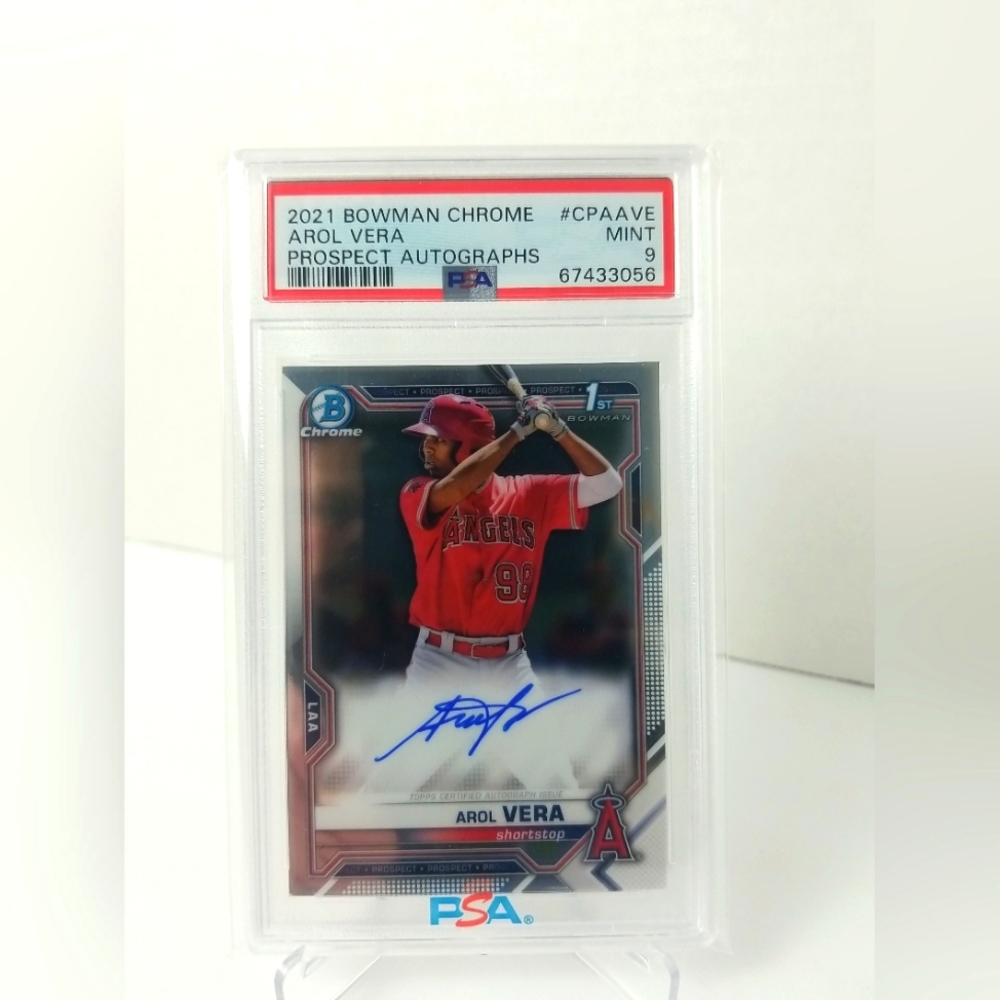 2021 Bowman Chrome Arol Vera Prospect Auto #CPA-AVE PSA 9 MINT - Angels